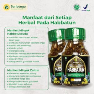 Habbatun Kapsul Saribunga - Habbatussauda Zaitun Extra Virgin Kapsul - Memberi Nutrisi Alami Ke Tubuh