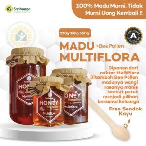 Madu Multiflora Bee Pollen- Madu Murni Asli 100%