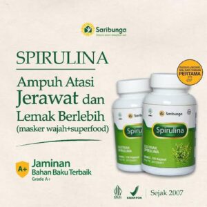 SPIRULINA SARIBUNGA Kapsul Grade A+ – Nutrisi Kecantikan & Kesehatan Kulit dari Alam