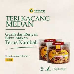 TERI KACANG MEDAN TEMPE Dapoer Saribunga - Sambal Teri Kacang Pedas Renyah Grade A+ (180gr) - Lauk Praktis & Halal
