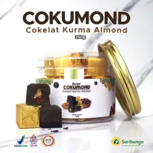 SWEET COKUMOND SARIBUNGA - Cokelat Kurma Almond Premium 250gr (25pcs) - Snack Diet Sehat & Bergizi - Dark Chocolate